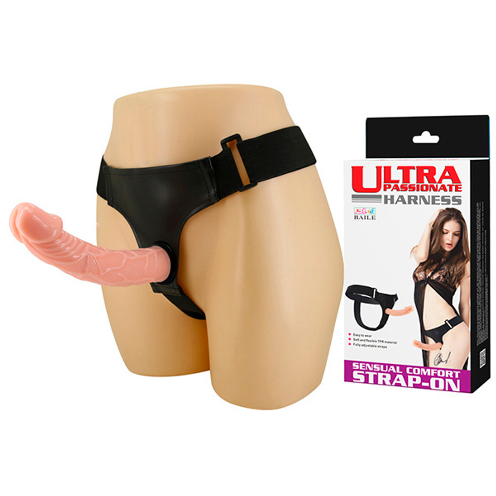 Реалистичный фаллоимитатор 19,8см с крупной головкой Baile Ultra Passionate Harness Strap On BW-022008