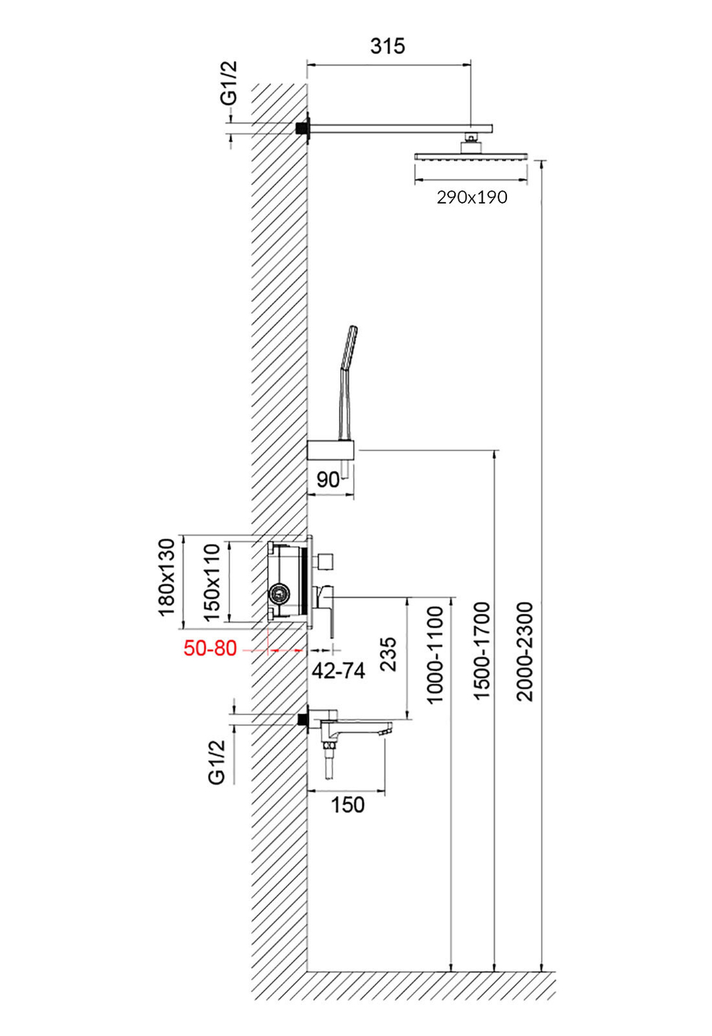Timo   Selene   Душевая система встроенная   SX-3069/00SM (1013) хром