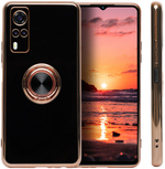 Стильный глянцевый чехол для VIVO Y31 / Y53s 4G / Y51 / Y51a с кольцом-подставкой и бархатной подкладкой