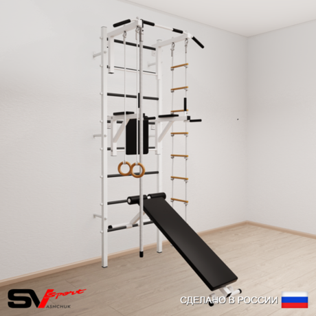 Шведская стенка Sv Sport усиленная 606 (Турник стандарт/Брусья/Скамья/Канат/Кольца/Лестница)