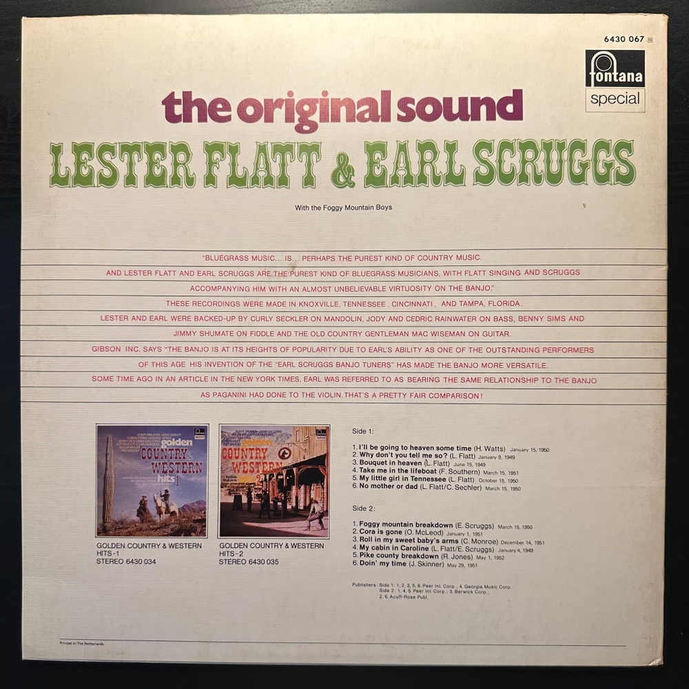 Lester Flatt & Earl Scruggs - The Original Sound (Голландия)