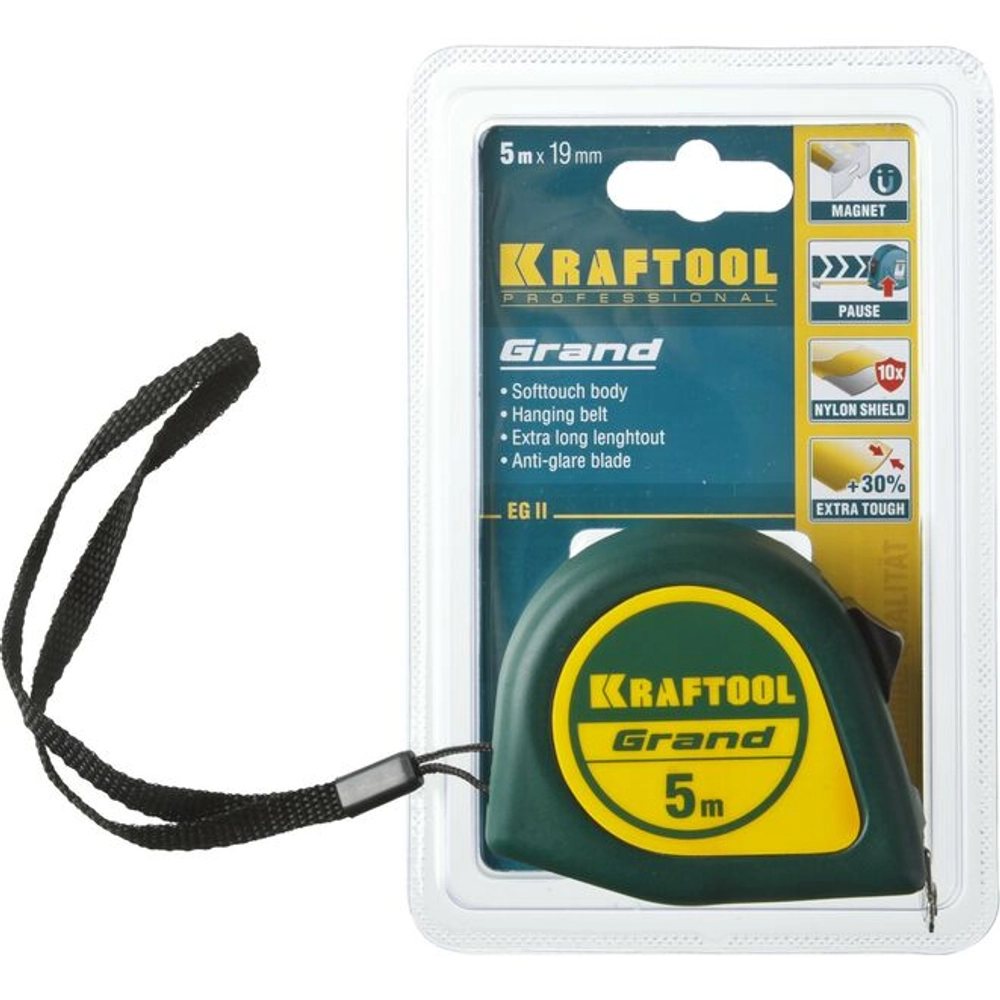 KRAFTOOL 5 м х 19 мм, рулетка GRAND 34022-05-19
