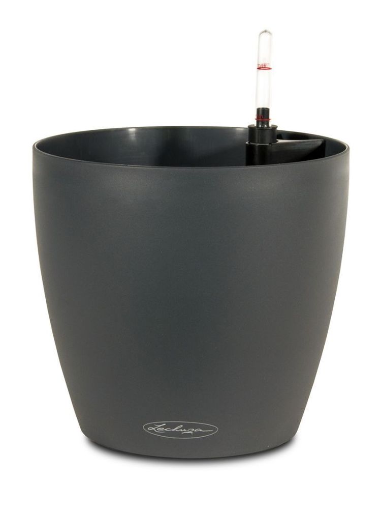 Кашпо Lechuza "Color Classico Complete slate" (пластик), D35xH32 см