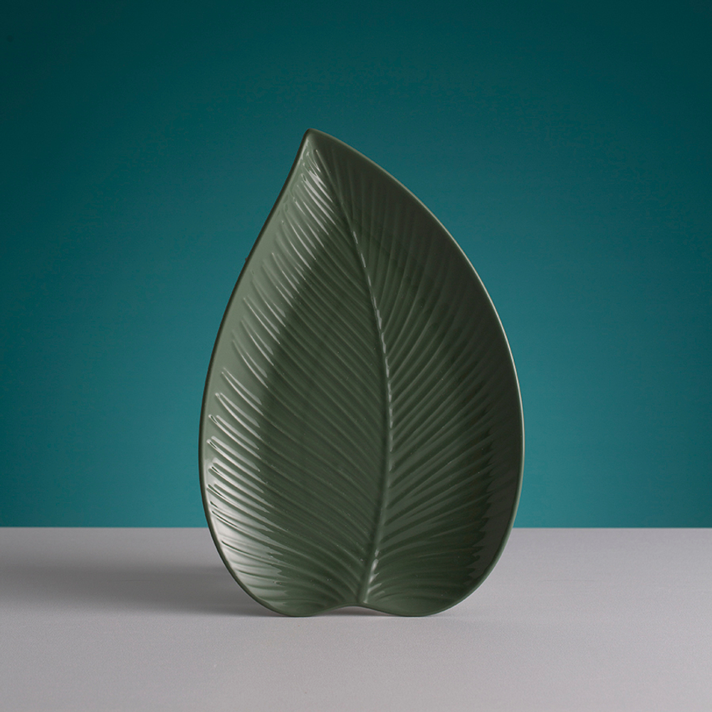Блюдо сервировочное in the forest leaf, 20,5х31,5 см, серо-зеленое