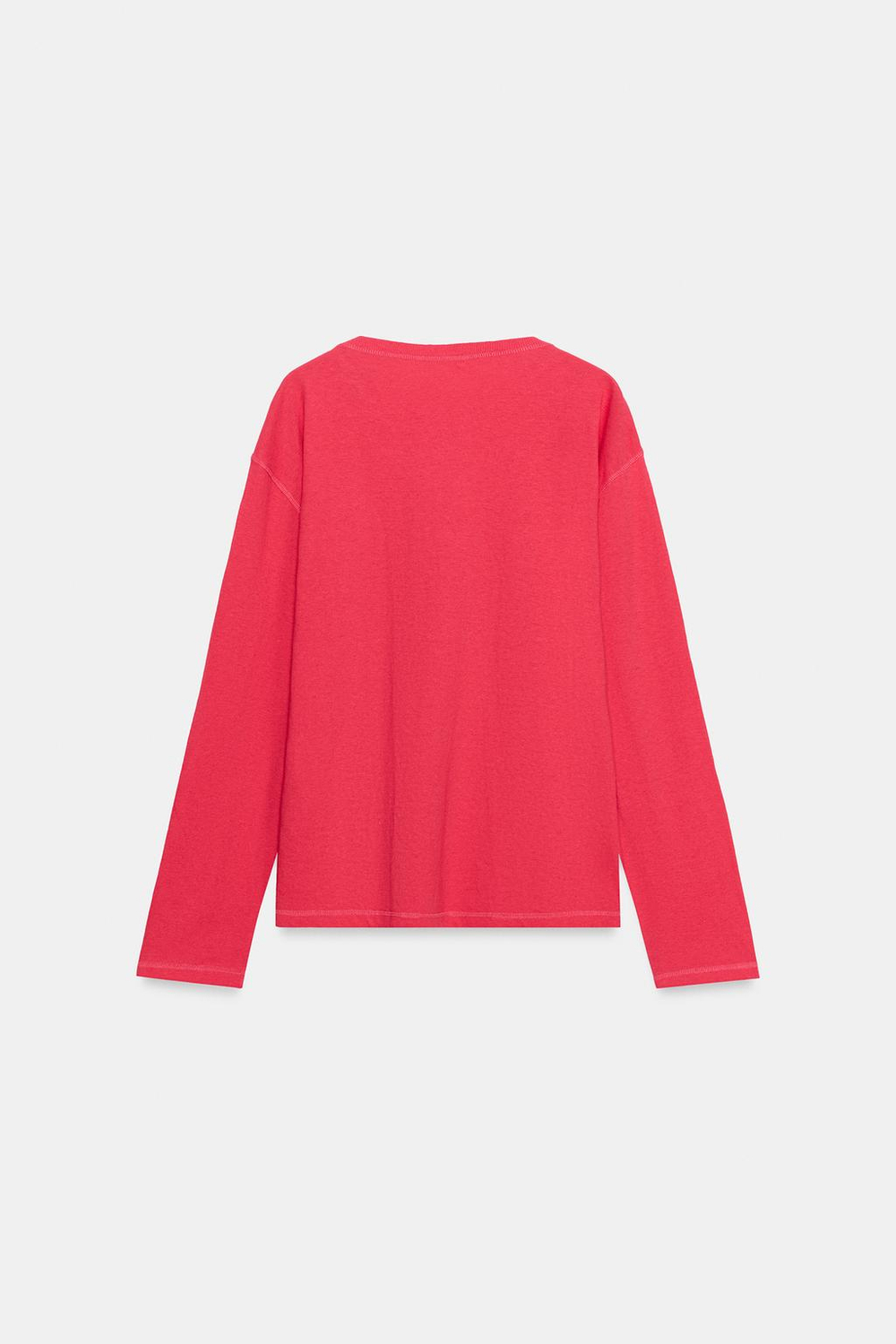 ZARA ФУТБОЛКА ИЗ СМЕСОВОГО ЛЬНА С ВОРОТНИКОМ НА ПУГОВИЦАХ, КЛУБНИЧНЫЙ