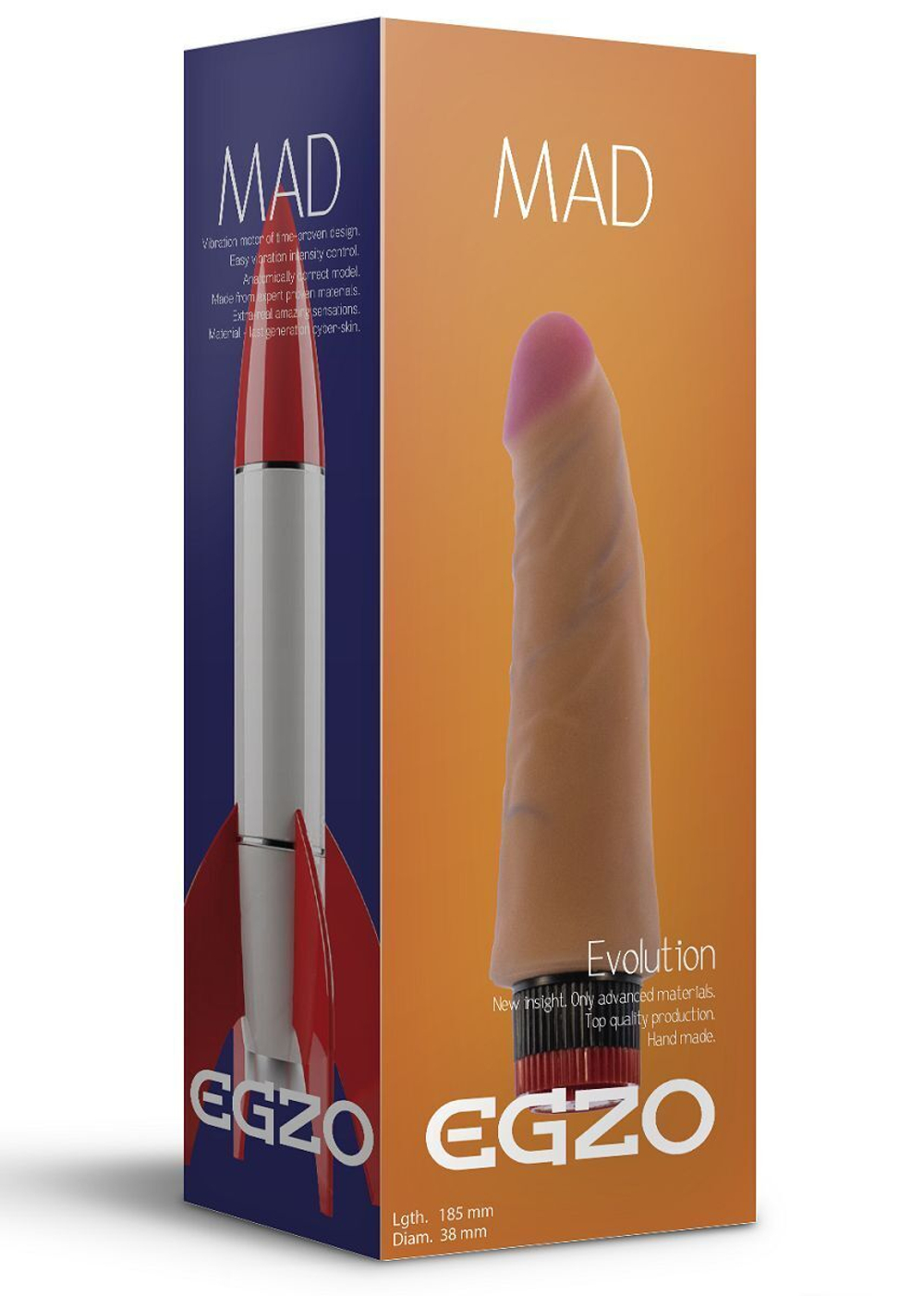 Реалистичный мультискоростной вибратор без мошонки Mad Rocket - 18,5 см. (Цвет: телесный)
