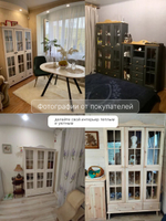 Шкаф витрина 113х32х186 Бритта, эко, массив сосны (без химической обработки), 3 двери, натуральный цвет, Dipriz