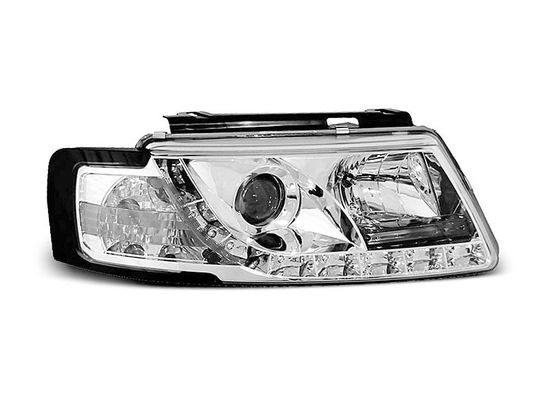 Передние фары VW Passat B5 tru drl chrome
