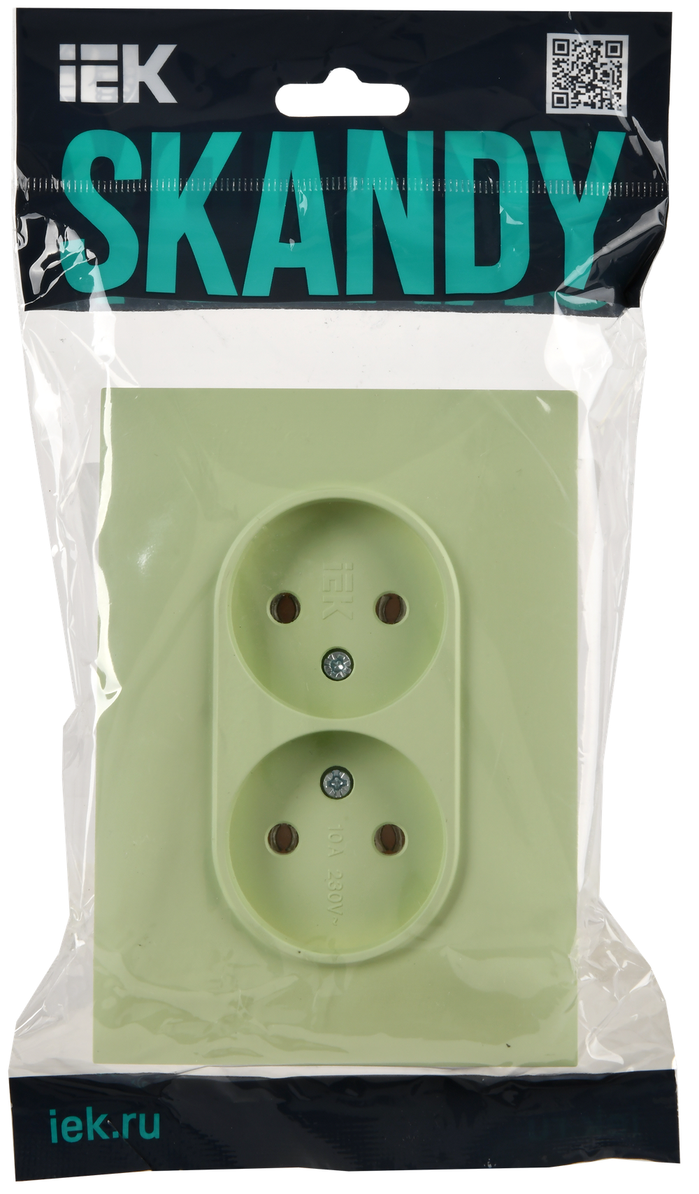 SKANDY Розетка 2-местная без заземления без защитных шторок 10А в сборе SK-R10G мятный IEK