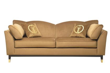 Диван треxместный 92x92x228см Garda Decor Siena велюровый золотой