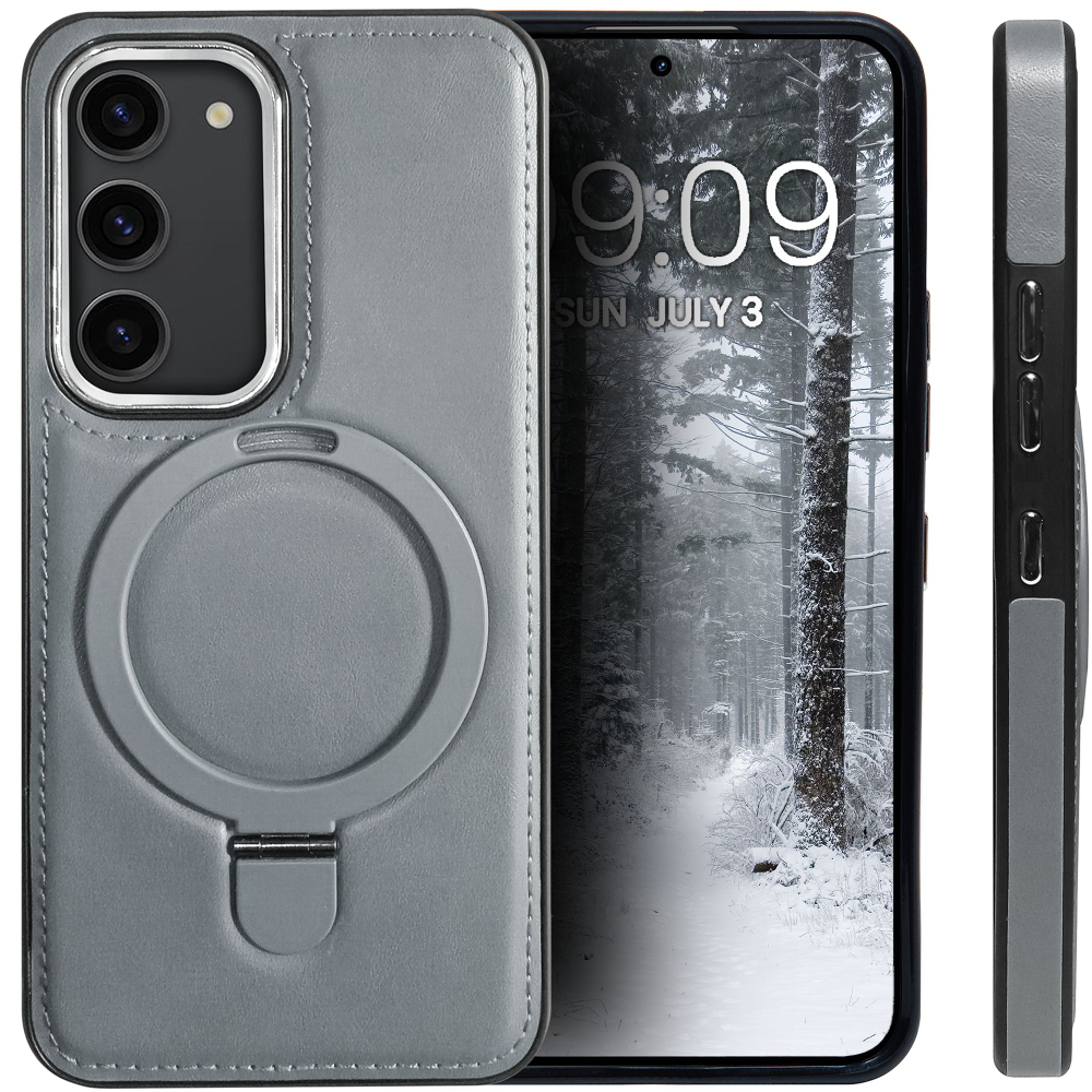 Business style чехол из кожи для SAMSUNG GALAXY S23 (не ULTRA/ FE/ PLUS!) с кольцом-подставкой и бархатной подкладкой