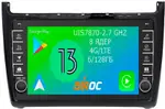 Магнитола для Volkswagen Polo 2009-2020 (черный) - Airoc AB-3707 (кнопки и крутилки), Android 13, Быстрая, SIM-слот, CarPlay