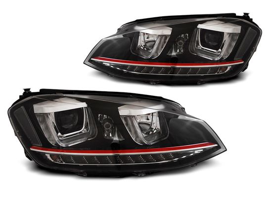 Передние фары U-Type для Volkswagen Golf VII (12-17) Black Red