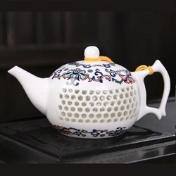 242096 Чайник РИСОВЫЙ ФАРФОР "Улей", 220мл, h=75мм, L=140мм, фарфор белый