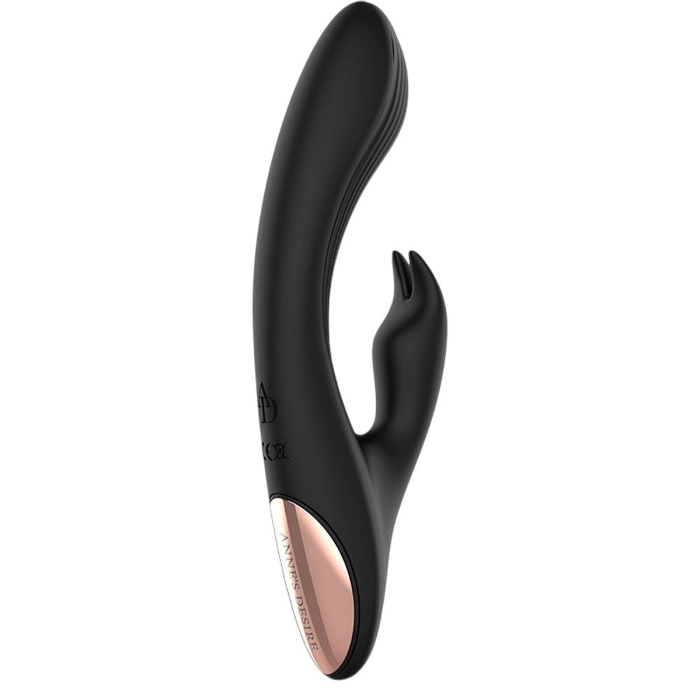 Черный вибратор-кролик 20см с часами-пультом ДУ Anne'S Desire Rabbit Remote Control Watchme Technology Black