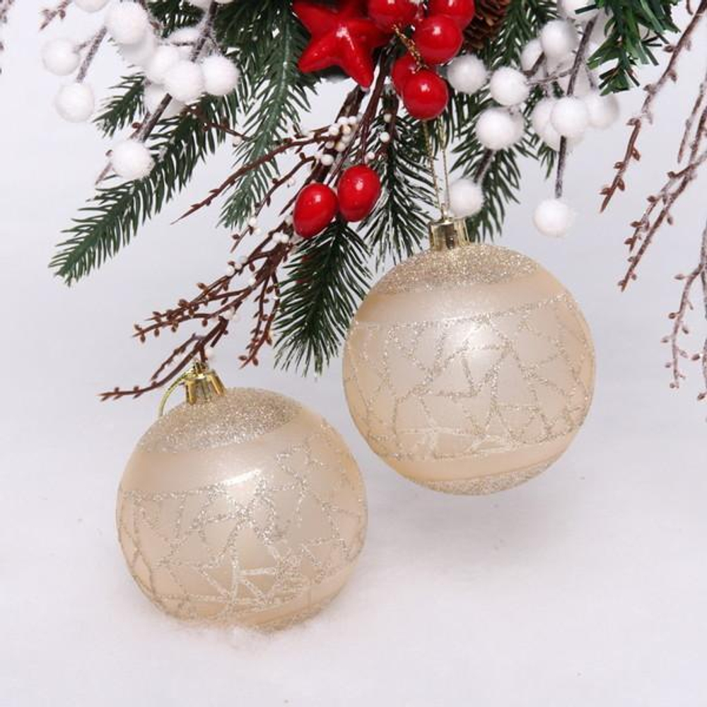 Набор украшений SHINE "Brilliant pattern" 8 см (2 шт.), light champagne (Серпантин)