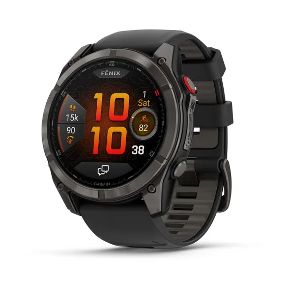 Fenix 8 Pro - 51 мм, AMOLED, DLC (угольно-серый, черный силиконовый ремешок)