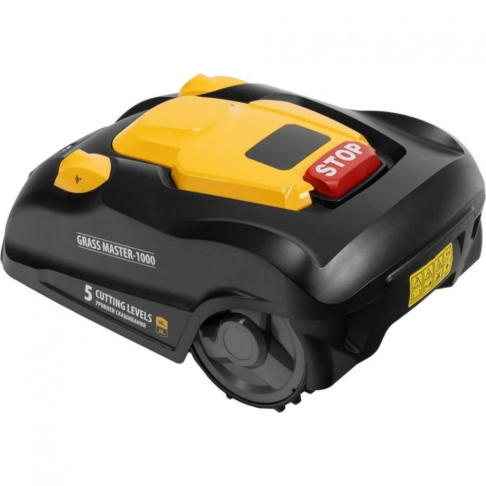 Робот-газонокосилка Grass Master 1000, ультразвуковой датчик, 3 Ач, LCD дисплей, Wi-Fi // Denzel