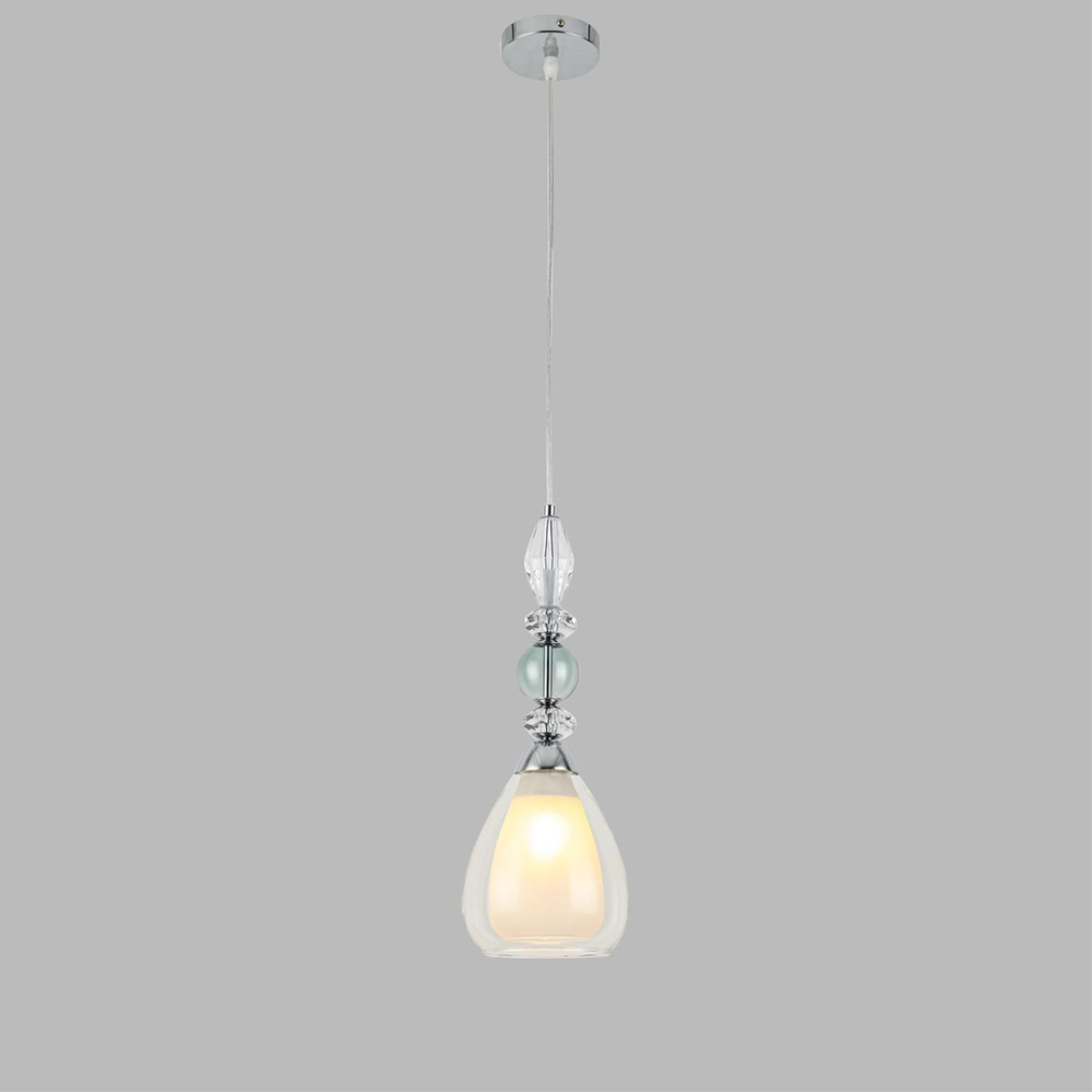 8293/1A MODERNI LN26 367 хром/белый/прозрачный, металл/стекло/хрусталь Подвес E27 1*60W 220V GANNA