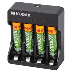 Зарядное устройство для аккумуляторов Kodak USB Overnight charger with 4 x AAA 1100 mAh [K4AA/AAA] | Kodak