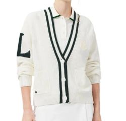 Женская теннисная куртка Lacoste Badge Accent Wool Blend Golf Cardigan - white/green