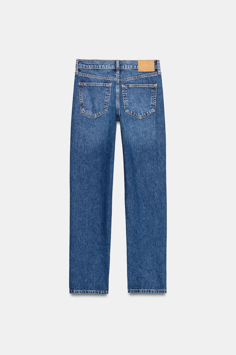 ZARA ДЖИНСЫ Z1975 SLIM STRAIGHT СО СРЕДНЕЙ ПОСАДКОЙ И ЖЕМЧУГОМ, СИНИЙ