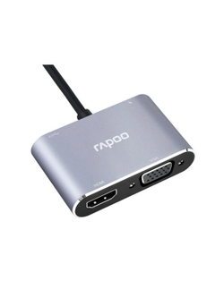 Мультифункциональный адаптер, Rapoo, XD30, 1xHDMI, 1xVGA, Grey (1 год)