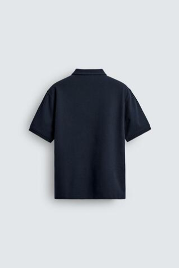 ZARA ПОЛО REGULAR FIT С РЕЛЬЕФНОЙ СТРУКТУРОЙ, МОРСКОЙ СИНИЙ