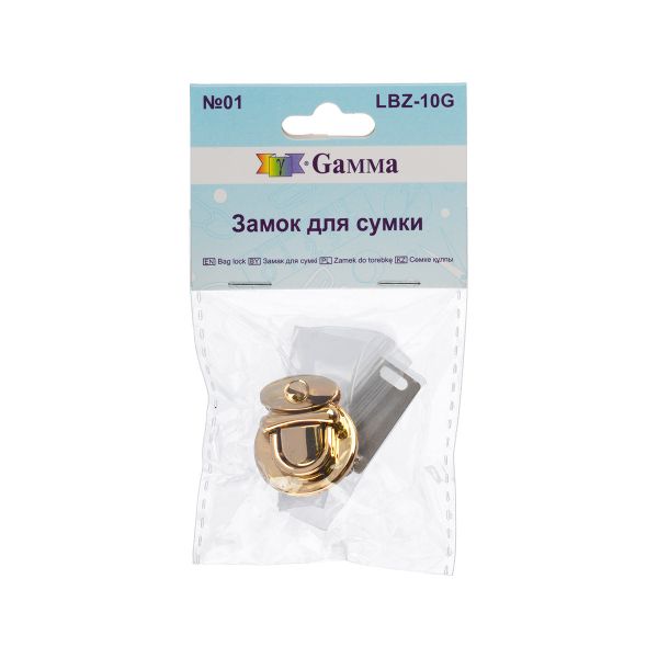 Замок для сумки 25х22 мм, 5 шт, золото, Gamma LBZ-10G