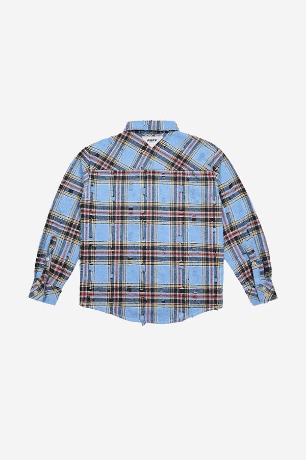Рубашка ripped plaid синяя - фото 4