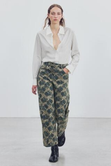 ZARA ДЖИНСЫ BALLOON ANKLE-LENGTH СО СРЕДНЕЙ ПОСАДКОЙ И ЦВЕТОЧНЫМ ПРИНТОМ — ZW COLLECTION, ХАКИ