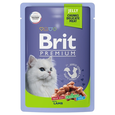 Brit Premium Ягненок в желе пауч для кошек 85 г