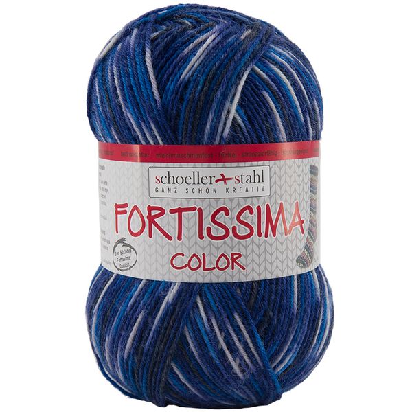 Пряжа Austermann (Аустерманн) Fortissima Socka 4-fach color / уп.5 мот. по 100 г, 420м, морской
