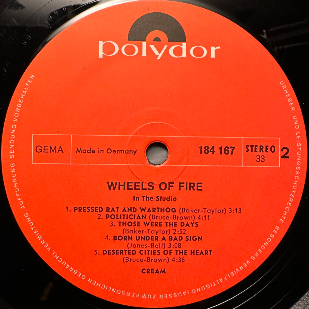 Cream - Wheels Of Fire 2LP (Германия 1972г.)