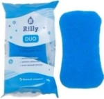 Губка для тела банная поролоновая двухслойная мягкая/жесткая RILLY «DUO», цвет синий/белый, 15.5*9.5*5