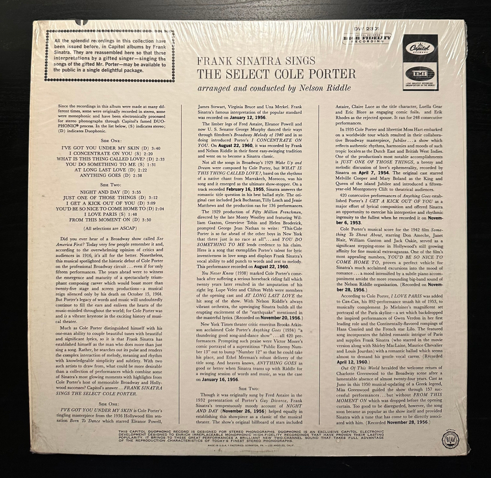 Frank Sinatra - Sings The Select Cole Porter (США 1965г.)