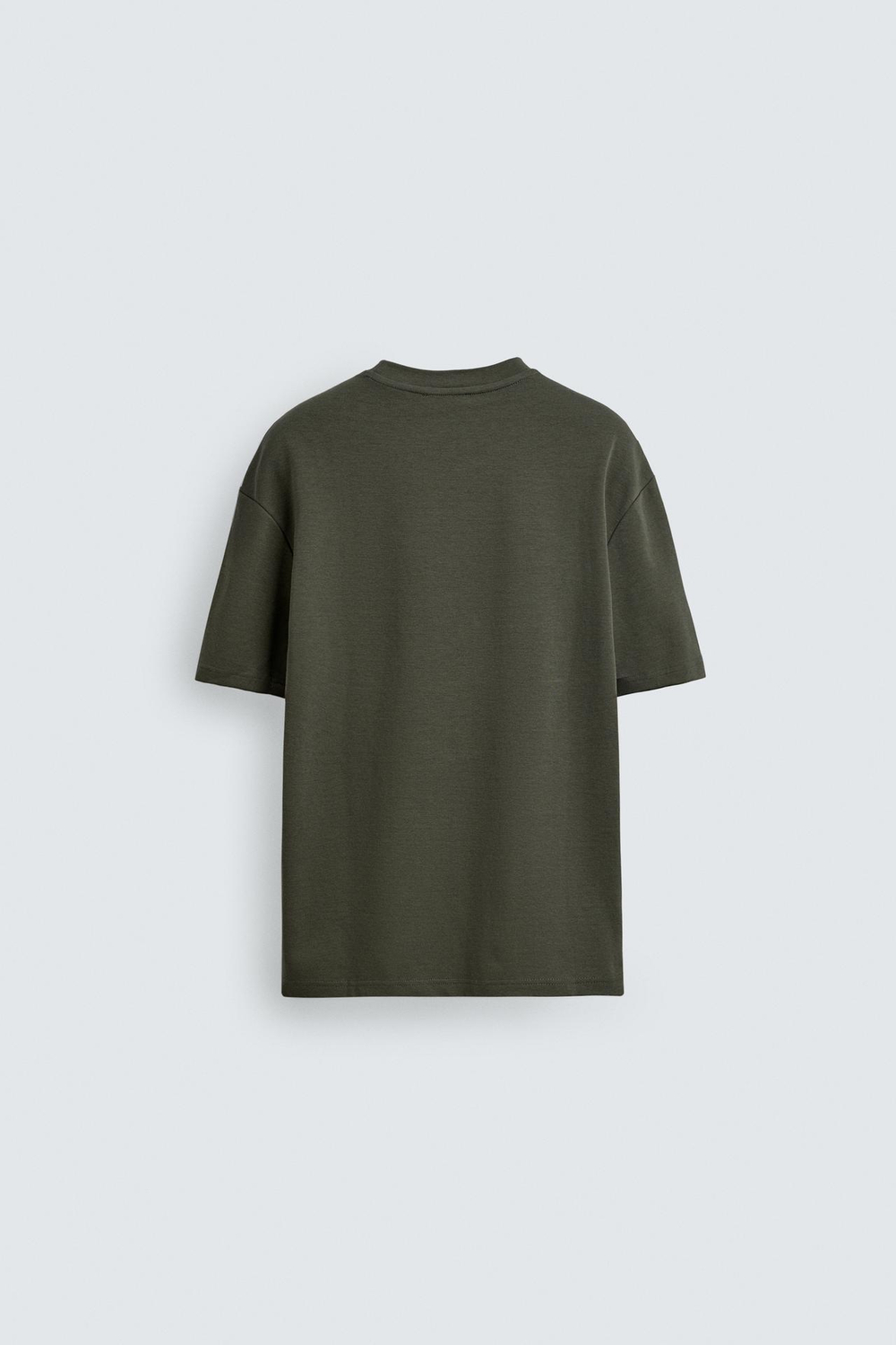 ZARA ФУТБОЛКА RELAXED FIT INTERLOCK, ТЕМНЫЙ ХАКИ