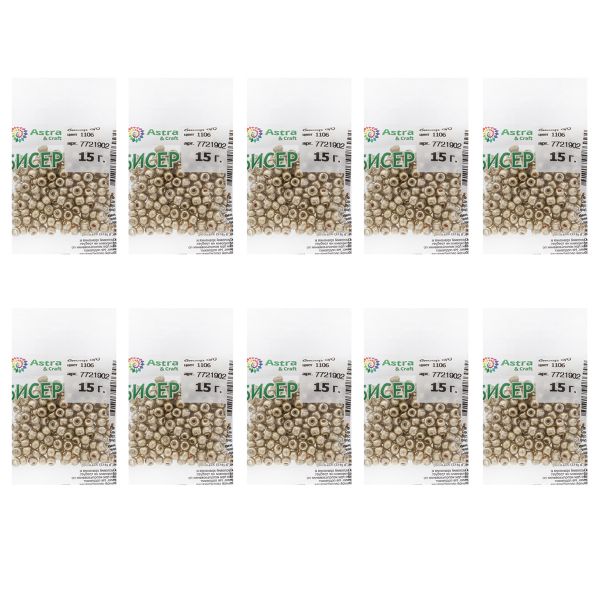 Бисер Astra&Craft 6/0 (4.1 мм), 150 г (10х15 г), цв. 1106 т.золотой/глянц.покрытие