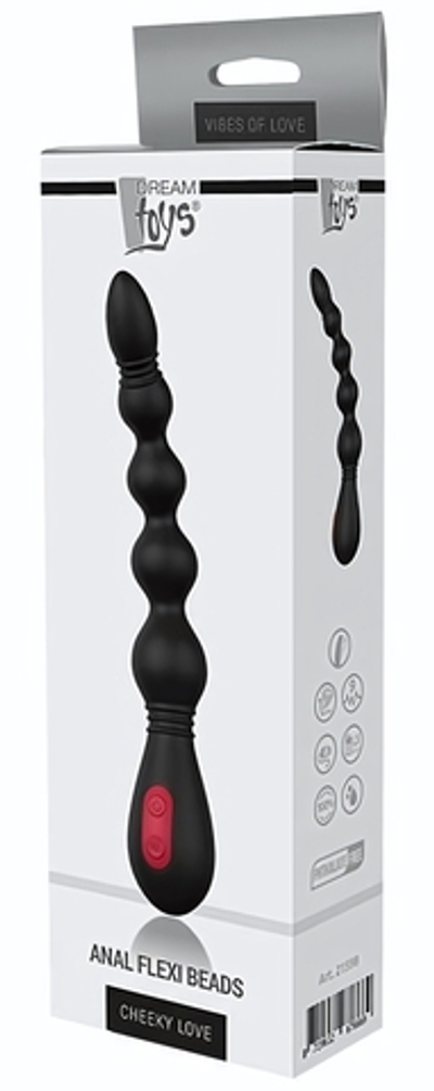 Черный вибромассажер для анальной стимуляции ANAL FLEXI BEADS - 21 см. (Цвет: черный)