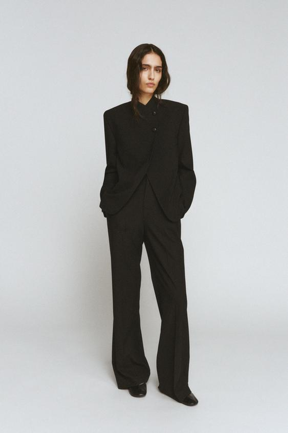 ZARA БРЮКИ WIDE LEG С ВЫСОКОЙ ПОСАДКОЙ — ZW COLLECTION, ЧЕРНЫЙ