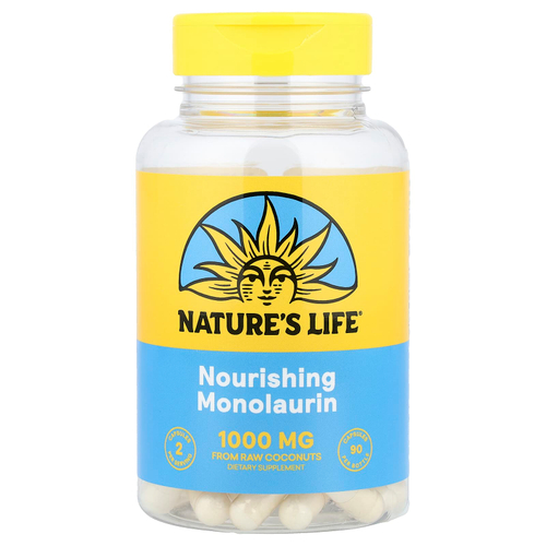 Nature's Life, питательный монолаурин, 90 капсул (500 мг в 1 капсуле)