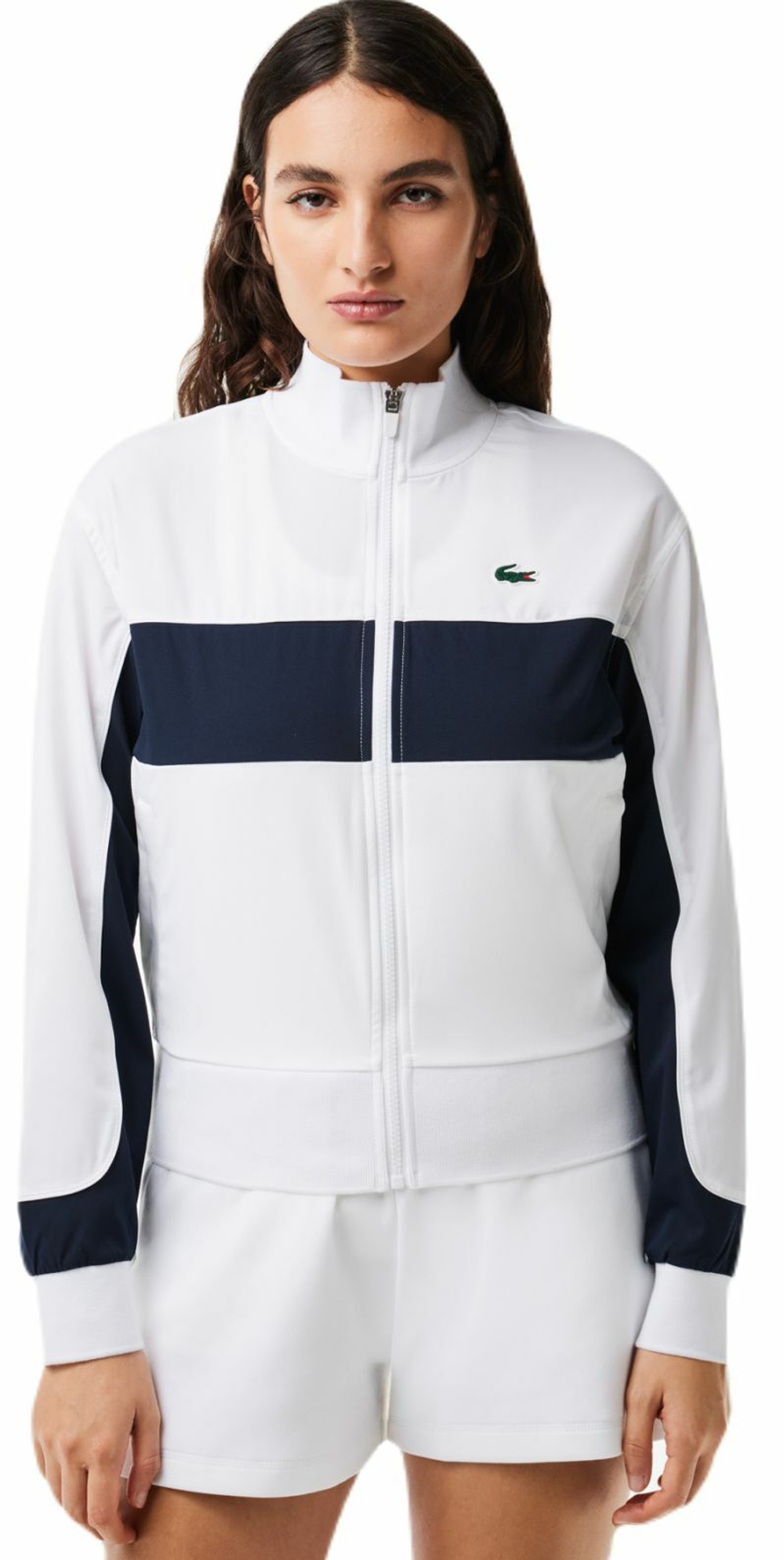 Женская Кофта теннисная Lacoste Ultra-Dry Colourblock Stretch Tennis Jacket - белый