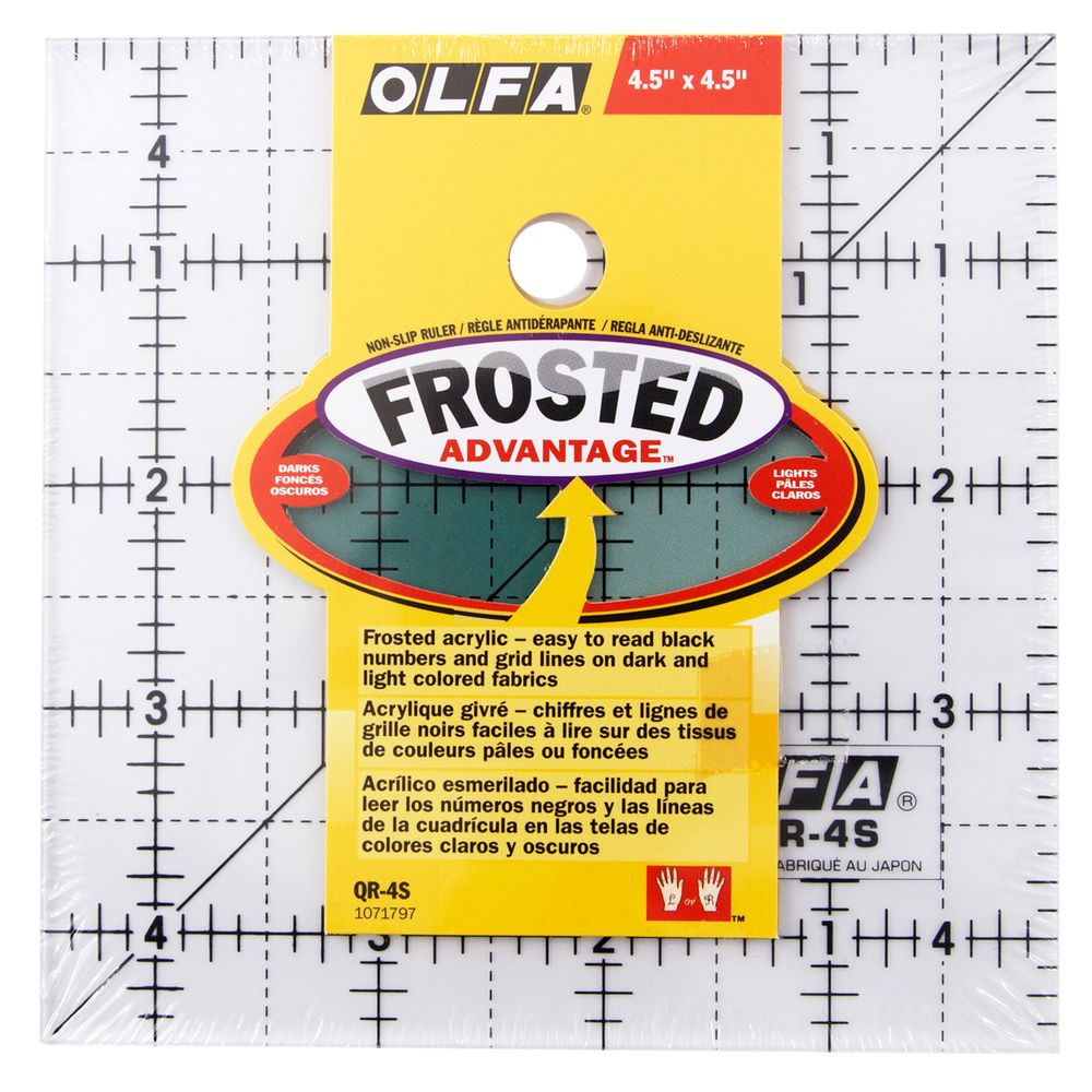 Линейка для пэчворка Frosted, градация в дюймах 4х4'', квадрат, Olfa