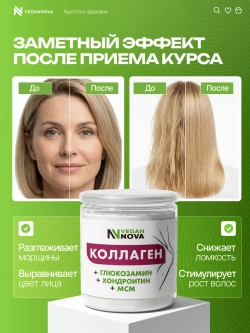 Коллаген говяжий с глюкозамином, хондроитином и МСМ (200 гр)