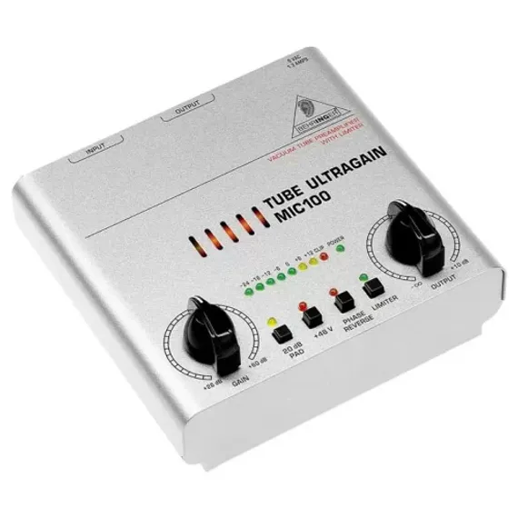 Behringer MIC100 - микрофонный/линейный предусилитель с ламповым каскадом и встроенным лимитером