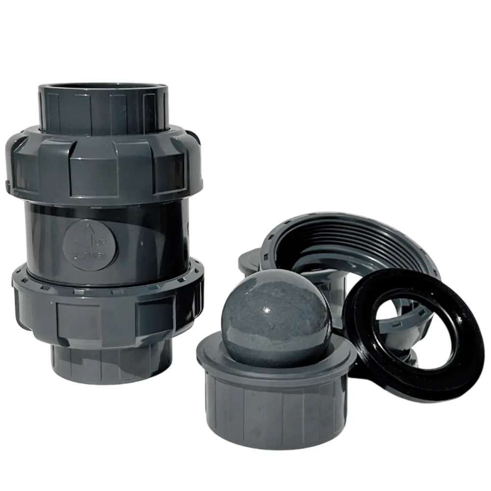 Обратный клапан ПВХ (НПВХ) шаровой разборный под клей, EPDM, Россия