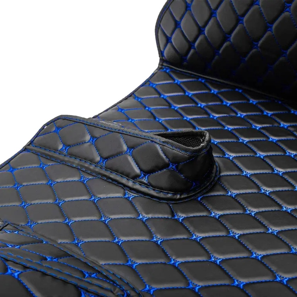 Ковры 3D SHACMAN X3000 (экокожа, черный, синяя строчка)
