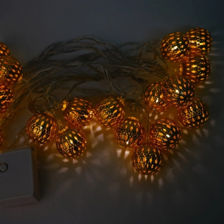 Электрогирлянда-нить внутренняя шар металлический 4м 20LED,теплый белый D20mball-WW