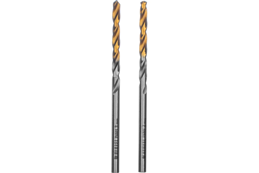 Сверло спиральное по металлу 3x60 мм, Р6М5, Golden Tip, 2 шт Denzel 718225