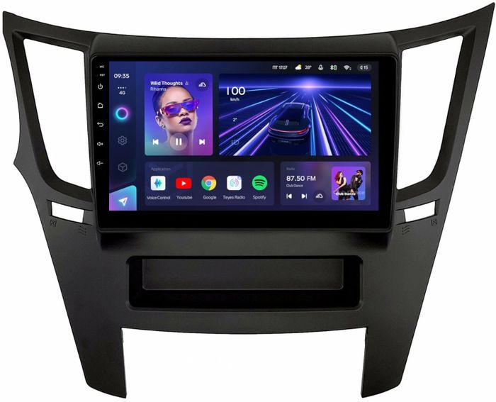 Магнитола для Subaru Legacy 5, Outback 4 2009-2014 (левый руль, рамка черная) - Teyes CC3 монитор 9" QLED на Android 10, Быстрая, CarPlay, 4G SIM-слот